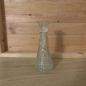 Vintage Anchor Hocking Clear Glass Stars and Bars Bud Vase, 9-inch